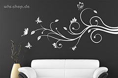 Wandtattoo Blumenranke mit Schmetterlingen